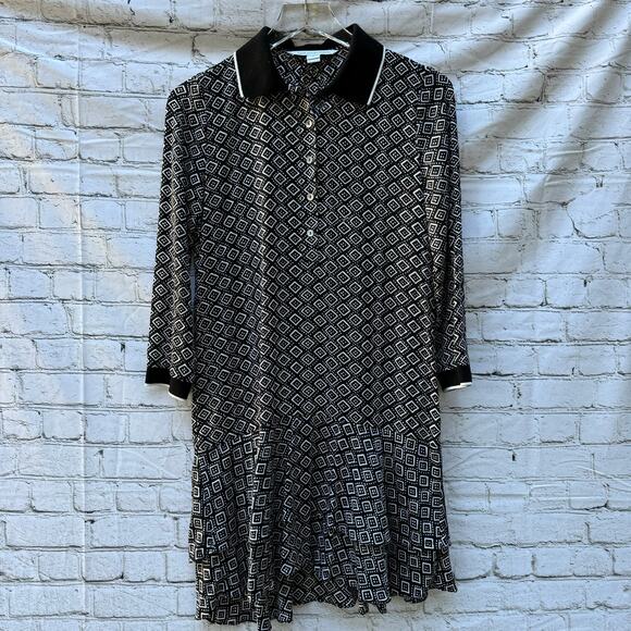 Diane Von Furstenberg Silk Dress Samuella Mini Shirt Printed Ruffle Size 0 - Picture 1 of 8
